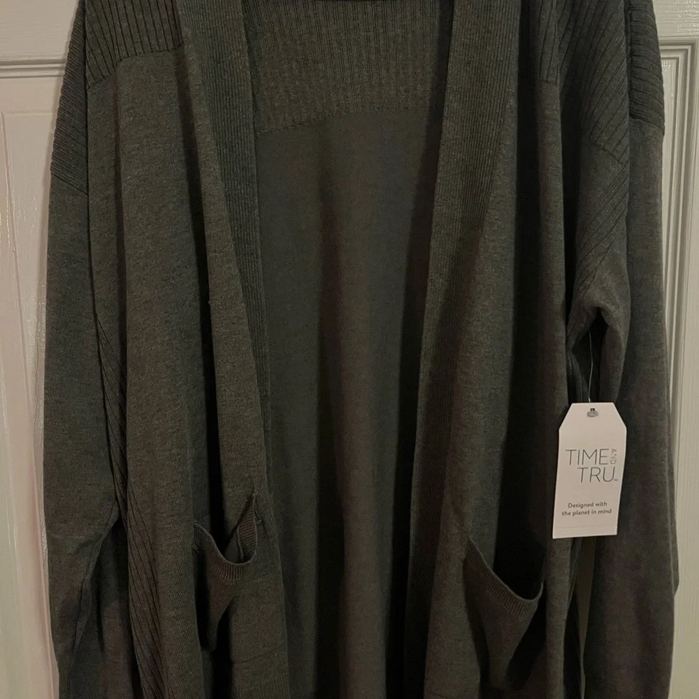 Time and Tru Women's set of Cardigans- one gray and one army green - Picture 2 of 8